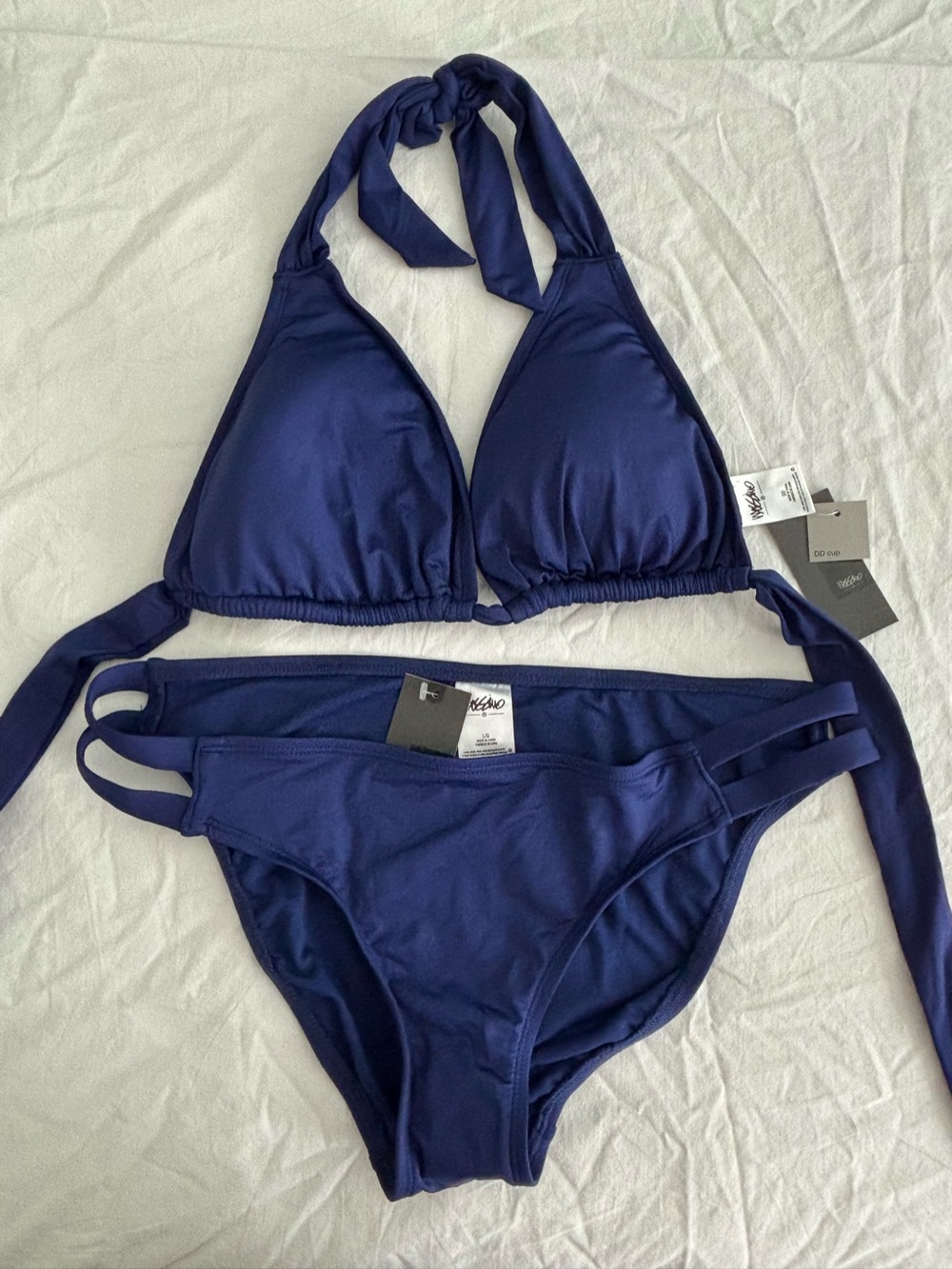 NWT Mossimo / Target blue halter bikini swimsuit - size DD top / Large bottom